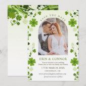 Irish Shamrock Swirls Wedding Save the Date Invite (Voorkant / Achterkant)