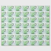 Irish Shamrock Tea Cup Wrapping Paper Cadeaupapier (Vlak)