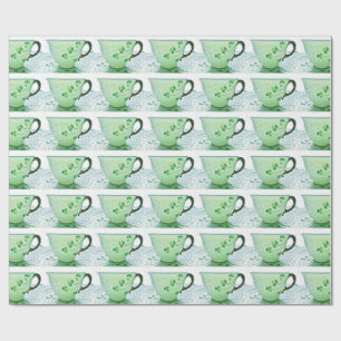 Irish Shamrock Tea Cup Wrapping Paper Cadeaupapier