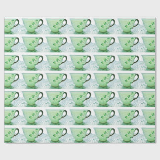 Irish Shamrock Tea Cup Wrapping Paper Cadeaupapier