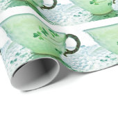 Irish Shamrock Tea Cup Wrapping Paper Cadeaupapier (Rol Hoek)