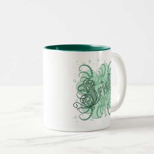 Irish Shamrock Tweekleurige Koffiemok (Voorkant rechts)