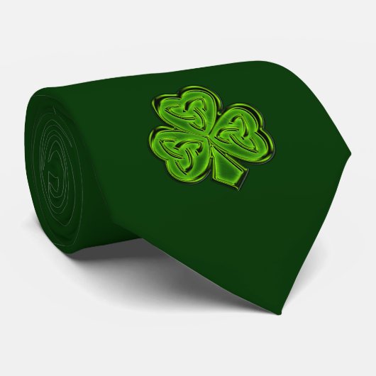 Irish Shamrock Veltic Clover Mode Series Stropdas (Opgerold)