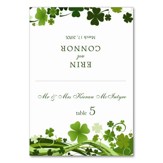 Irish Shamrock Wedding Place card Kaart (Voorkant)