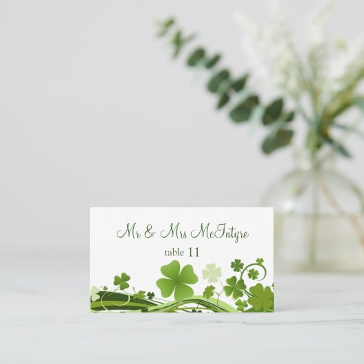 Irish Shamrock Wedding Place card Plaatskaartje (Staand voorkant)