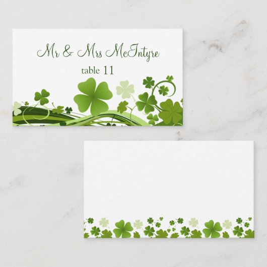 Irish Shamrock Wedding Place card Plaatskaartje (Voorkant / Achterkant)