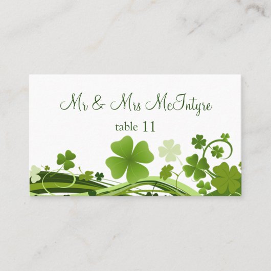 Irish Shamrock Wedding Place card Plaatskaartje (Voorkant)