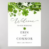 Irish Shamrock Wedding Welcome Sign Poster (Voorkant)
