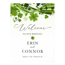 Irish Shamrock Wedding Welcome Sign Poster