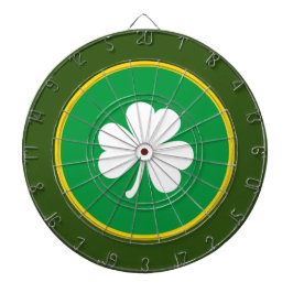 Irish Shamrock | White Green & Gold Dartbord