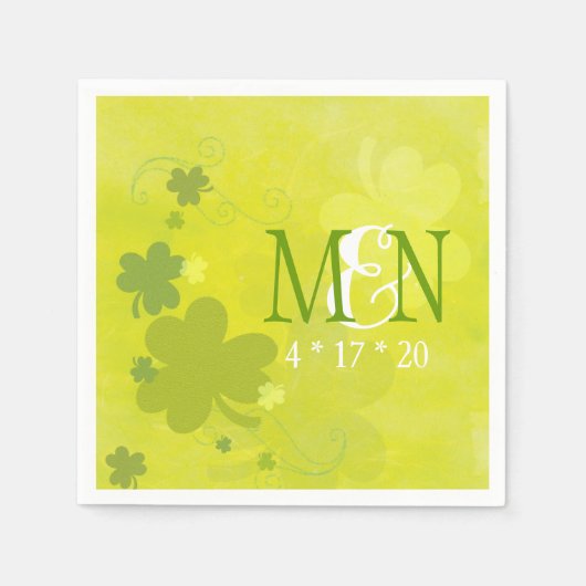 Irish Shamrocks Green Wedding Servetten (Voorkant)