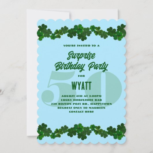 Irish Shamrocks March Surpirirse Birthday Party In Kaart (Voorkant)