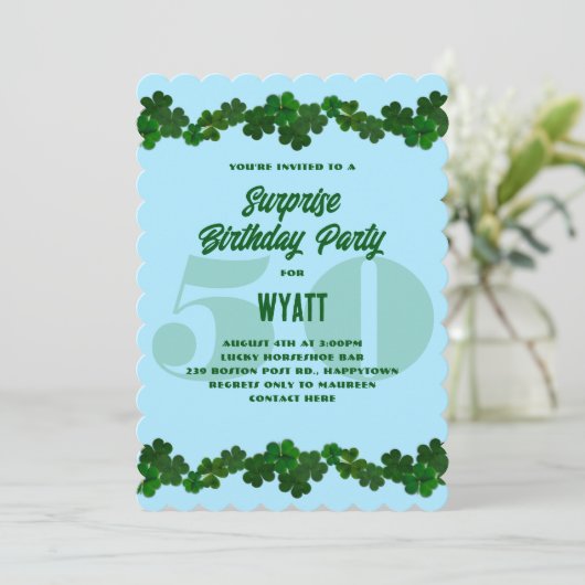 Irish Shamrocks March Surpirirse Birthday Party In Kaart (Staand voorkant)