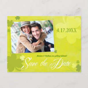 Irish Shamrocks Photo Wedding Save the Date Aankondigingskaart