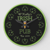 Irish Shamrocks Pub Bar Tavern Clock Grote Klok (Voorkant)