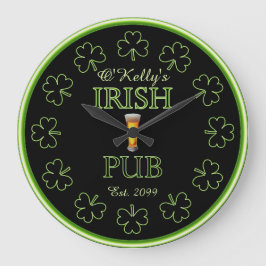 Irish Shamrocks Pub Bar Tavern Clock Grote Klok