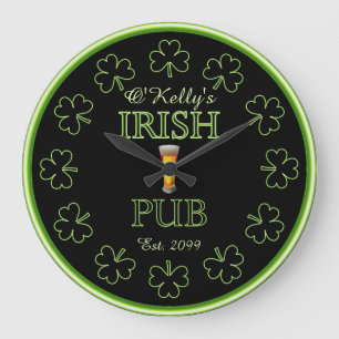 Irish Shamrocks Pub Bar Tavern Clock Grote Klok