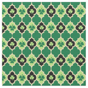 Irish Shamrocks Quatrefoil Stof