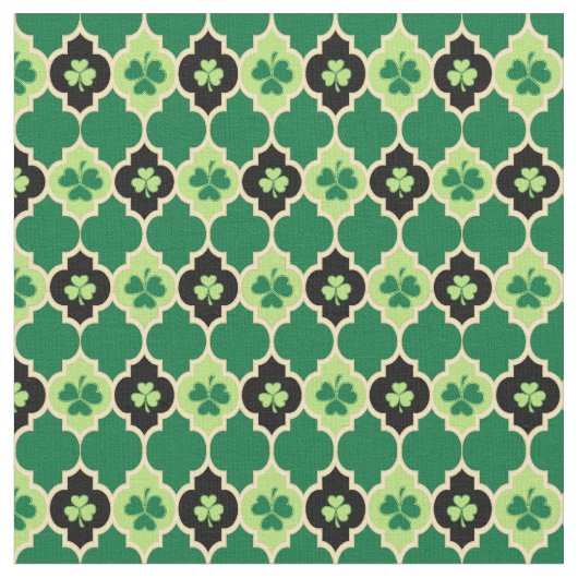Irish Shamrocks Quatrefoil Stof (Close Up)