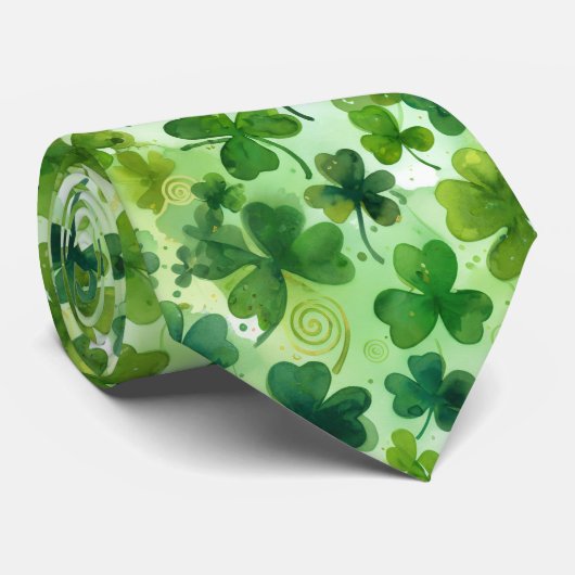 Irish Shamrocks St. Patrick's Day Stropdas (Opgerold)