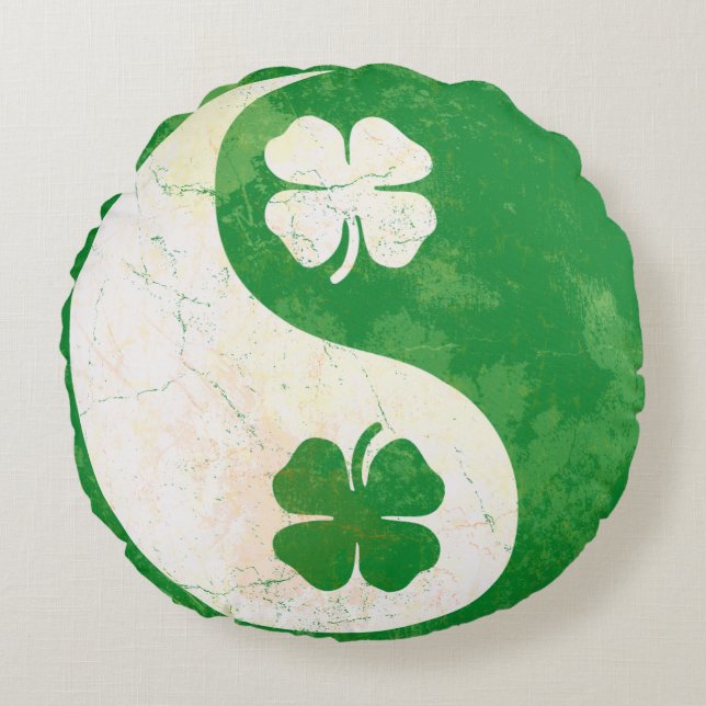 Irish Shamrocks Yin Yang St Patricks Day Rond Kussen (Voorkant)