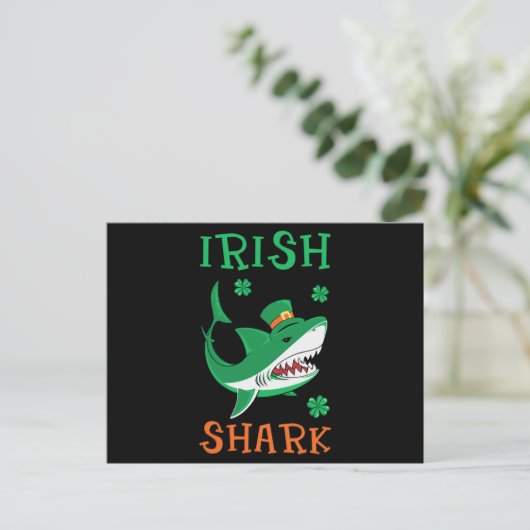 Irish Shark Shamrocks St Patrick Day Briefkaart (Staand voorkant)