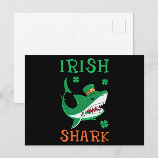 Irish Shark Shamrocks St Patrick Day Briefkaart (Voorkant / Achterkant)