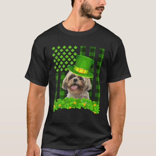 Irish Shih Tzu St Patrick's Day Funny Leprechaun D T-shirt (Voorkant)