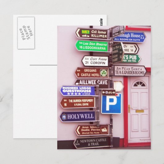 Irish Signpost Briefkaart (Voorkant / Achterkant)