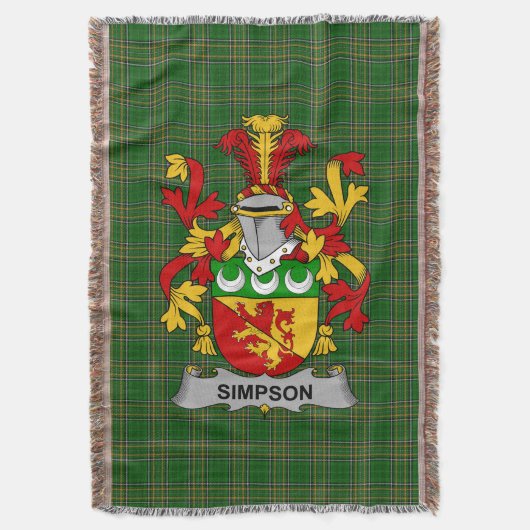 Irish Simpson Coat of Arms Family Crest Ireland Deken (Voorkant Verticaal)