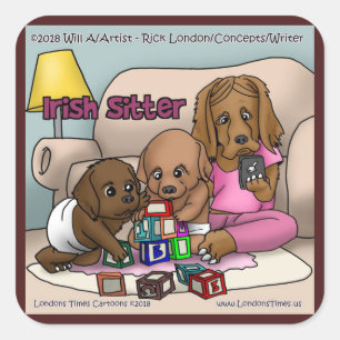 Irish Sitter - Big Red Dogs die babysitters zijn Vierkante Sticker