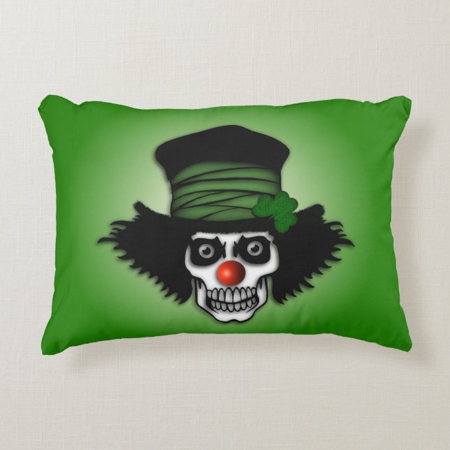 Irish Skeleton Clown Green Accent Kussen (Voorkant)