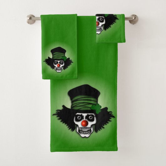 Irish Skeleton Clown Green Bad Handdoek (Insitu)
