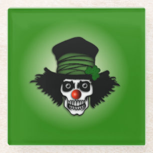 Irish Skeleton Clown Green Glazen Onderzetter