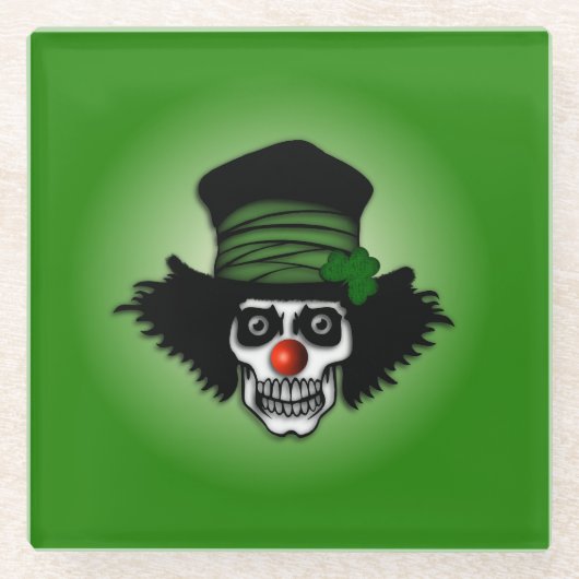 Irish Skeleton Clown Green Glazen Onderzetter (Voorkant)