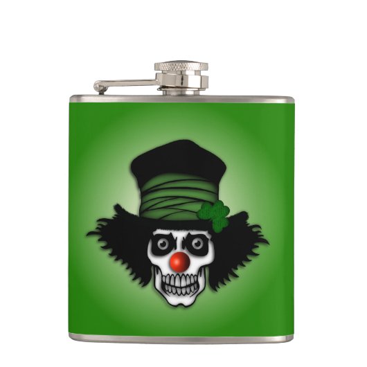 Irish Skeleton Clown Green Heupfles (Voorkant)