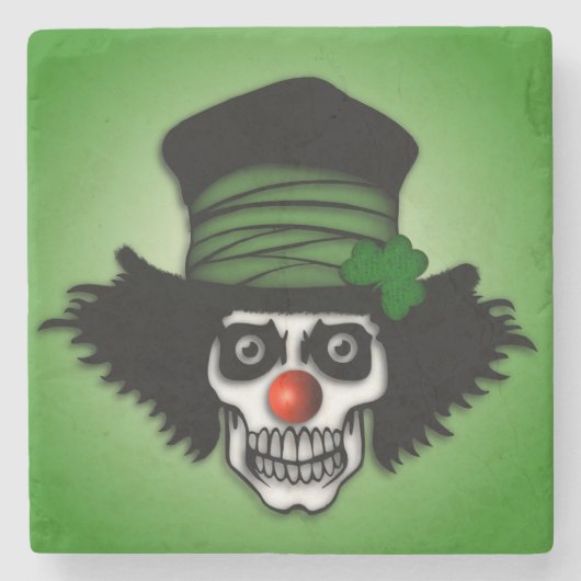 Irish Skeleton Clown Green Stenen Onderzetter (Voorkant)
