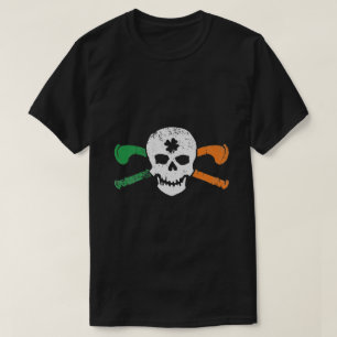Irish Skull & Cross Shillelagh Clubs Shamrock T-shirt