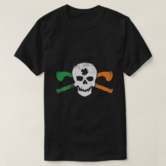 Irish Skull & Cross Shillelagh Clubs Shamrock T-shirt (Design voorkant)