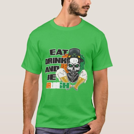 Irish Skull leperchan drink biertje T-shirt (Voorkant)