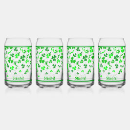 Irish Sláinte Lucky Shamrocks Design Personalized Blikvorm Glas