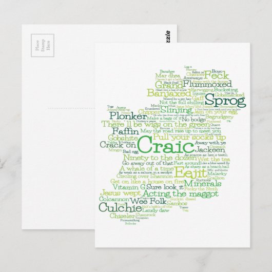 Irish Slang Word Art Map Briefkaart (Voorkant / Achterkant)