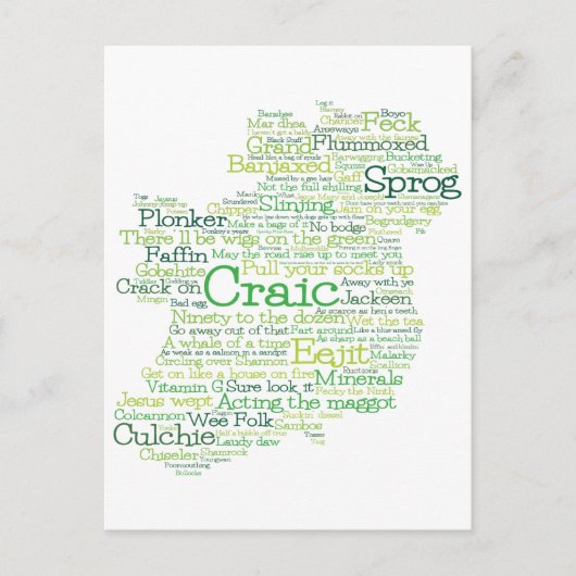 Irish Slang Word Art Map Briefkaart (Voorkant)