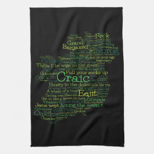 Irish Slang Word Art Map Kitchen Towel Theedoek