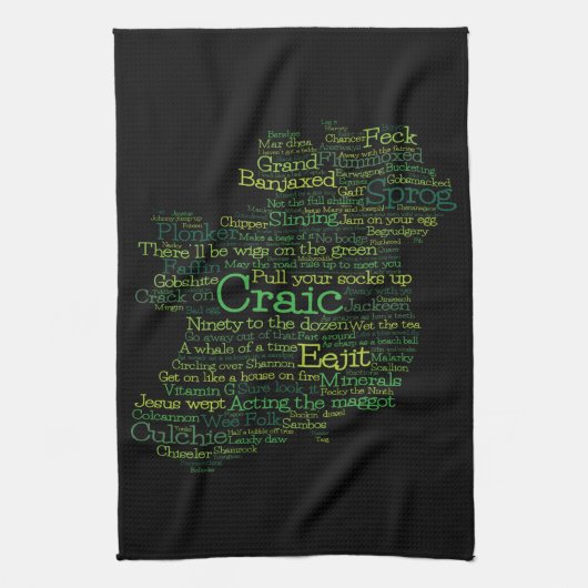 Irish Slang Word Art Map Kitchen Towel Theedoek (Verticaal)