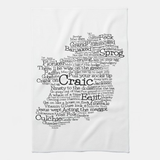 Irish Slang Word Art Map Kitchen Towel Theedoek (Verticaal)