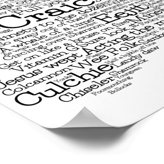 Irish Slang Word Art Map Poster (Hoek)