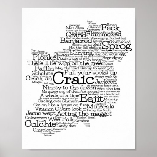 Irish Slang Word Art Map Poster (Voorkant)