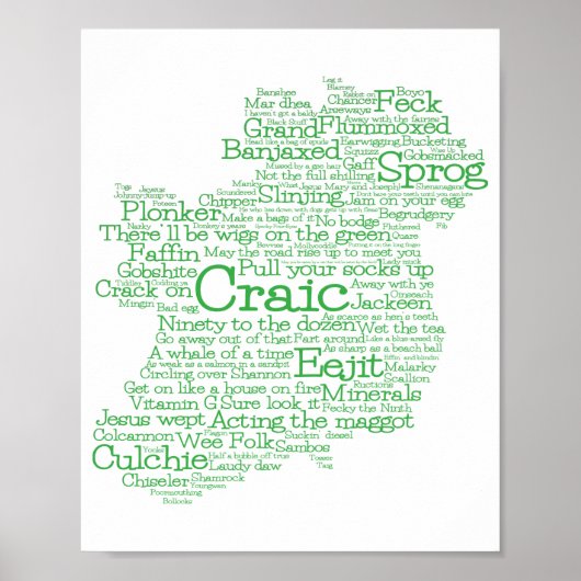 Irish Slang Word Art Map Poster (Voorkant)