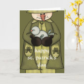 Irish Snowman d1 St. Patrick's Day Wenskaart Kaart (Gele Bloem)